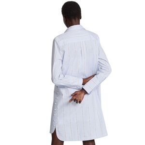 CLUB MONACO Strawberta Blue Pinstripe Shirt Dress Loose Boyfriend Fit Women 6